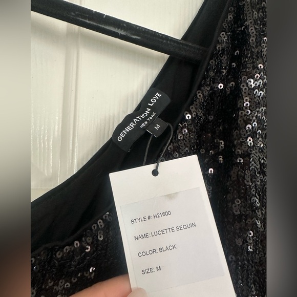 NWT GENERATION LOVE LUCETTE SEQUIN ONE SHOULDER DRESS IN BLACK Size Medium - Picture 5 of 6